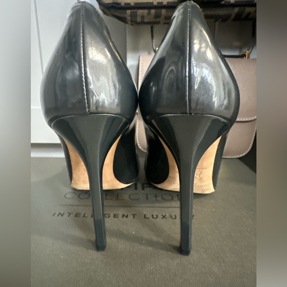 Jimmy Choo Metallic Gray Patent Leather Double Buckle Pumps - Picture 7 of 15